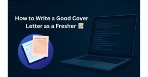 Fresh graduate writing a professional cover letter on laptop for job application.