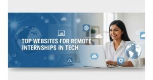 Student exploring remote tech internship opportunities on a laptop from home.