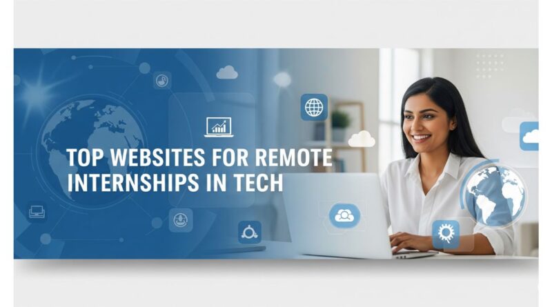 Student exploring remote tech internship opportunities on a laptop from home.