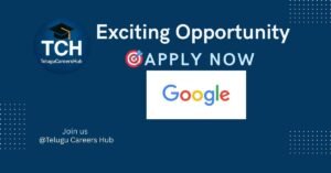 Google India office campus with freshers and professionals working on laptops during a hiring drive.